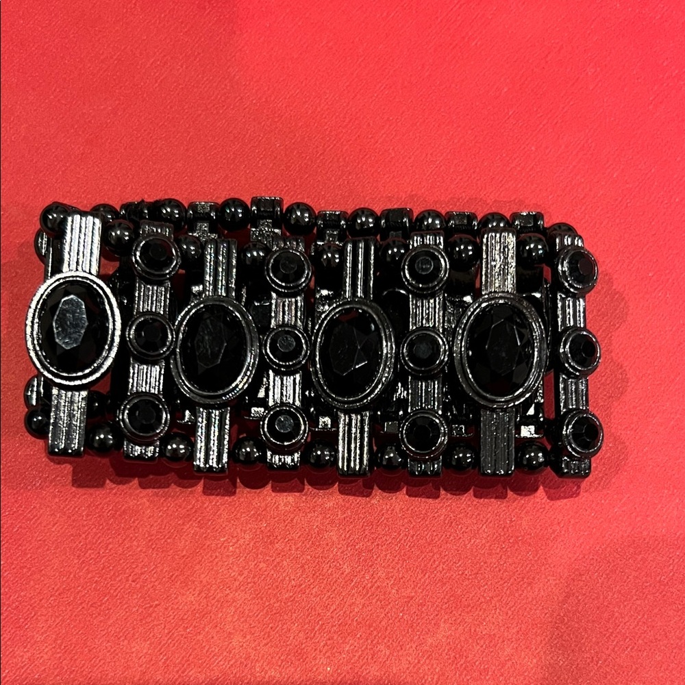 Cookie Lee Black Beaded Cuff Bracelet